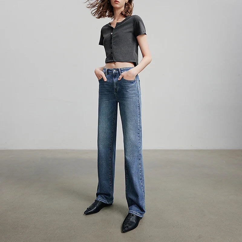 TOYOUTH Women Denim Jean 2025 Spring New Long Pants 8528038