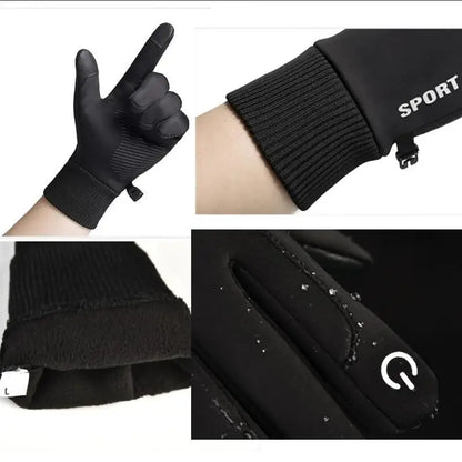 Cycling gloves Warm Full Fingers Waterproof Cycling Outdoor Sports Running Motorcycle Ski Touch Screen Fleece Gloves