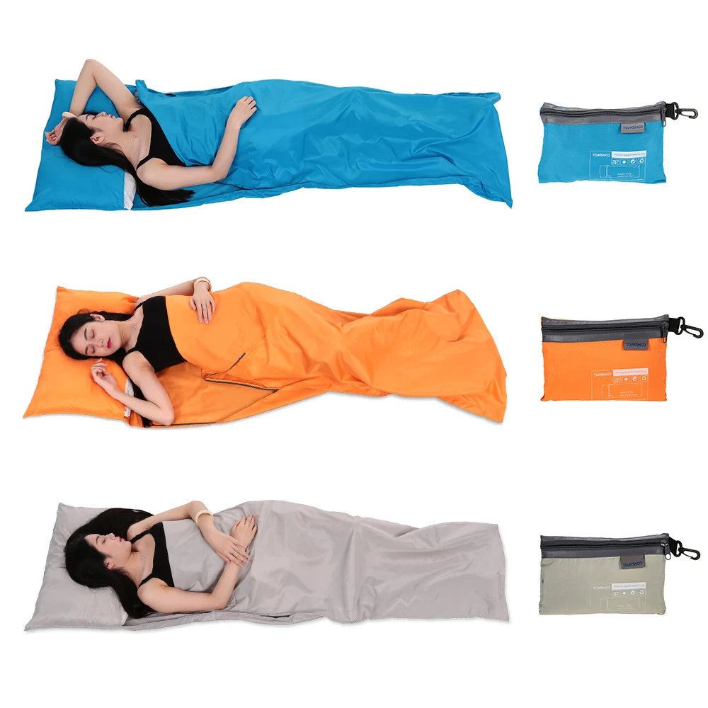 TOMSHOO Outdoor Travel Hotel Sleeping Bag Camping Hiking Polyester Pongee Healthy Sleeping Bag Liner with Pillowcase