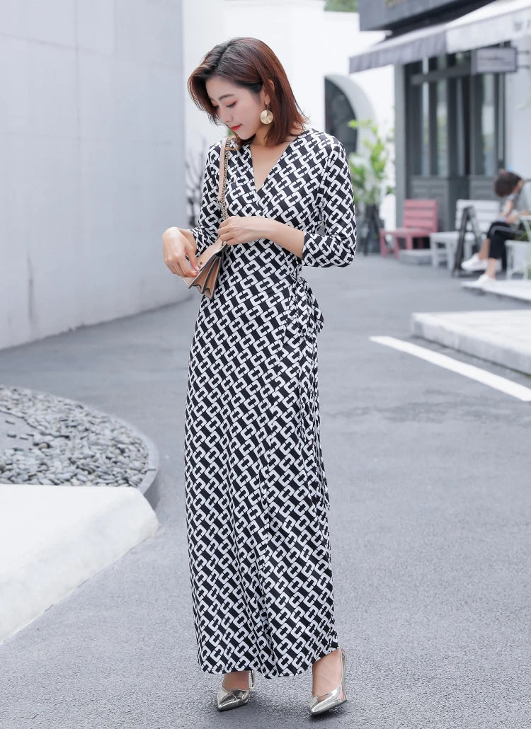 ZAROY Women Wrap Long Dress Summer Sexy V Neck Side Split Party Club Dress Chic Streetwear Elegant Evening Slim Beach Vestidos