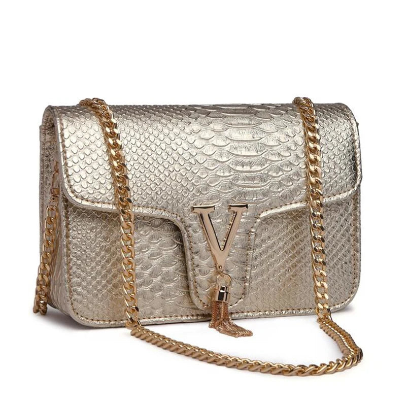 Crocodile Chain Small Crossbody Bags for Women,Black Luxury Brand Shoulder Bag,European Female Fashion Trend New Design Handbags