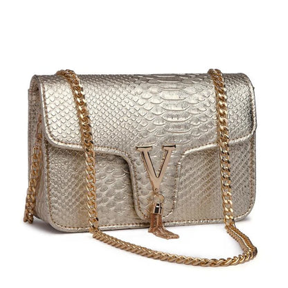 Crocodile Chain Small Crossbody Bags for Women,Black Luxury Brand Shoulder Bag,European Female Fashion Trend New Design Handbags