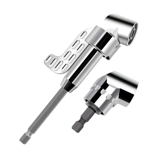Right Angle Drill Attachment,105 Degree Right Angle Drill Bit Adapter,Angled Screwdriver for Tight Space (LONG&SHORT)-Silver
