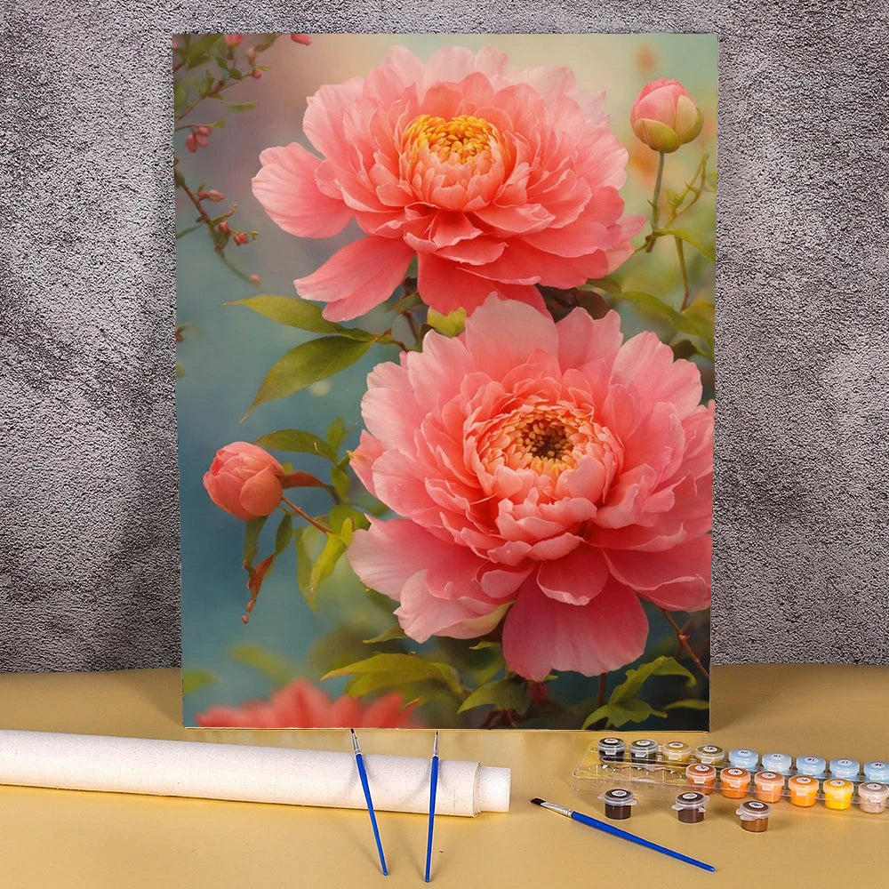 Painting By Numbers For Adults Peony Flower Handpainted Picture Personalized Gift Paint With Numbers Drawing For Home Decors
