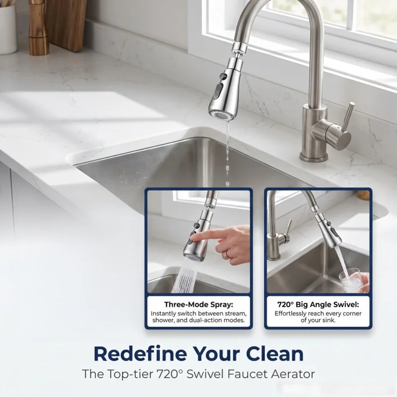 Universal 360° Rotatable Kitchen Faucet Extender Aerator Plastic Splash Filter Bubbler Nozzle for Kitchen Sink Basin