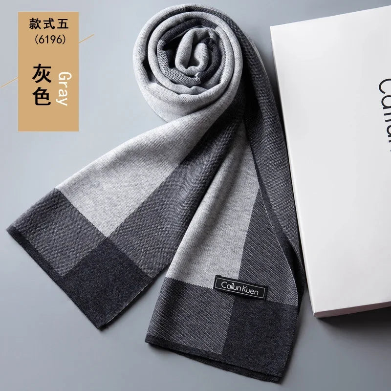 High Quality Wool Men Scarf Autumn Winter Classic Business Thermal Muffler Male Soft Korean Version Long Thick Warm Shawl No Box