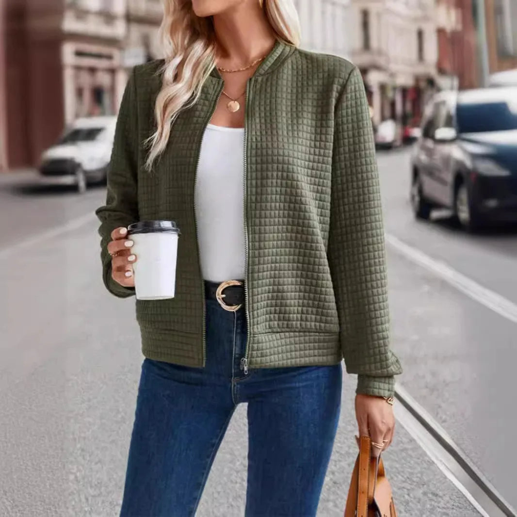 2024 autumn and winter independent station cross-border European and American new fashionable solid color small style jacket jac