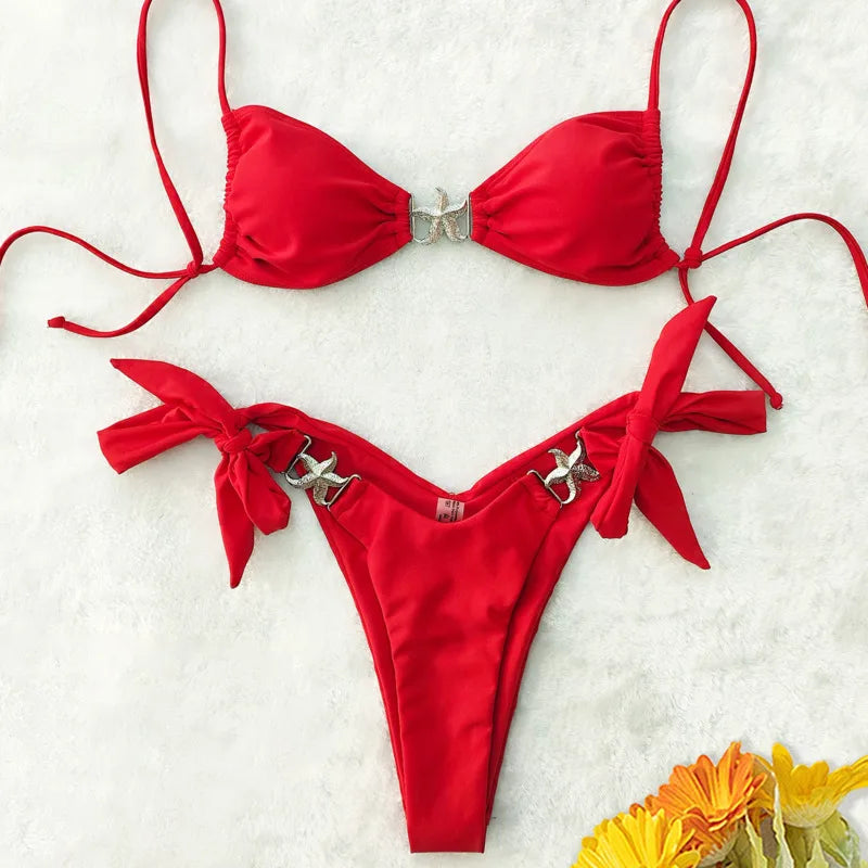 Red Sexy Bikinis 2026 Swimsuit Women Swimwear Push Up Female Beach Swimming Wear Bathing Suits Brazilian Bikini Set Pool Bather