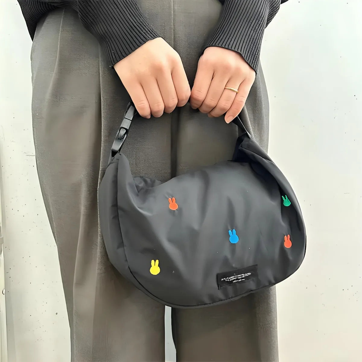 Cute Miffy Rabbit Crossbody Bag Cartoon Creative Folding Handbag Fashionable Underarm Bag Miffy Rabbit Cute Crossbody Bag