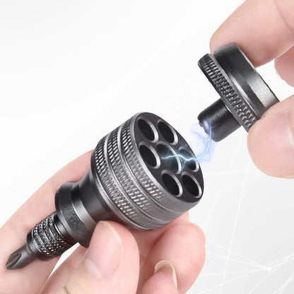 7-in-1 Industrial Mini Screwdriver Set - Aluminum Alloy Handle with High Hardness Phillips/Slotted Bits Multi-Function EDC Tool