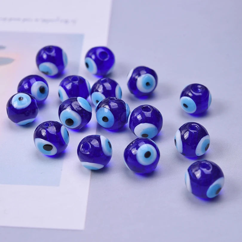 10/20/30pcs 10x10mm round beads loose evil eye spacing glass beads used for jewelry making crafts DIY bracelet accessories bulk