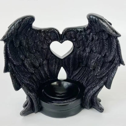 Angel Wings Heart Feather Crystal Ball Base Resin Statue for Home Decor Tabletop Display Stand Home Decor