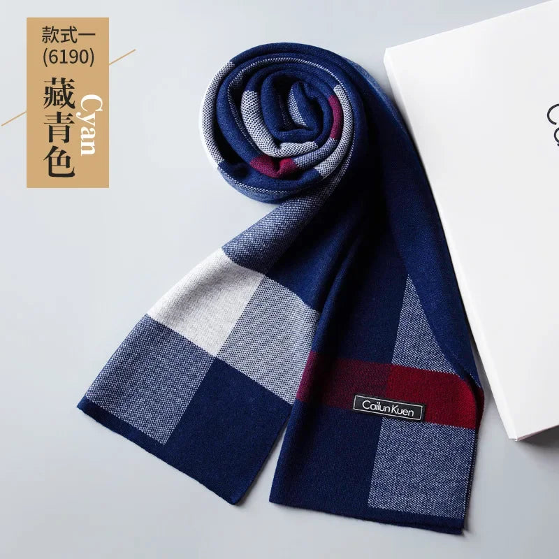 High Quality Wool Men Scarf Autumn Winter Classic Business Thermal Muffler Male Soft Korean Version Long Thick Warm Shawl No Box
