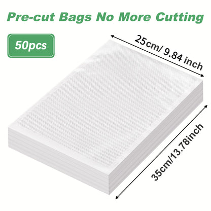 50pcs Vacuum Sealer Bags, Food Storage Pouches, Freshness Preservation for Kitchen, For Vacuum Sealer Machine Accessories