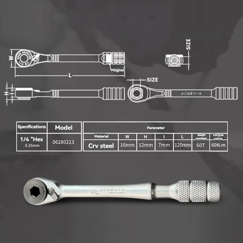 1/4-inch Ratchet Wrench Set, Multi-Angle Design, Portable Hand Repair Tool Kit, for Confined Spaces & Daily Repairs