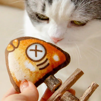Interactive Silvervine Cat Chew Toy Grilled Fish Molar Teaser Kitten Play Accessory for Oral Health Pet Supplies
