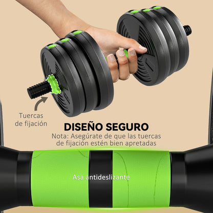 Sportnow Adjustable Dumbbell Set 2/3 in 1 20kg, Weight Set with Connecting Bar and Non-Slip Handle, Weights and Dumbbells
