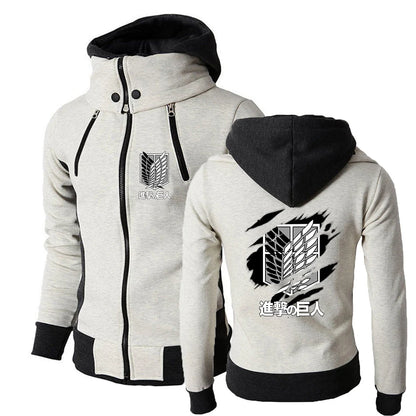 2025 Japanese Anime Jacket Spring And Autumn Man's Stand-Up Collar Hoodies Attack on Titan Logo Print Sports Comfortable Coat