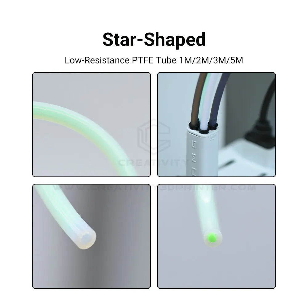 Creativity 3D Printer Parts Low-Resistance Star Shaped PTFE Tube Ultra-Smooth Flow Heat-Resistant Durability for Lab X1P1 A1 AMS