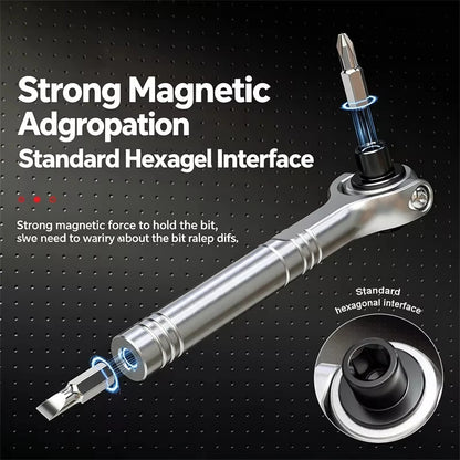 60 Teeth Ratchet Wrench 7 Gear Lockable 270° Rotatable Detachable Magnetic Adsorption Forward Reverse Adjust Hand Tool