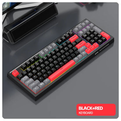 Gaming Keyboard and Mouse Combo Mechanical Feel, Computer and Laptop Backlit Gamer Kit, RGB Wired Keyboard and Mouse With Sticke