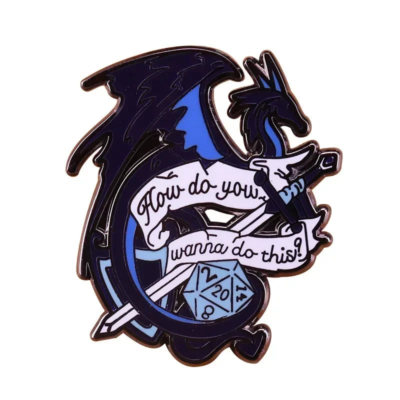 RPG Dice Game D&D Enamel Pins Dungeons Brooch Fashion Personality Lapel Badge Hoodie Decorative Accessories Fans Gift