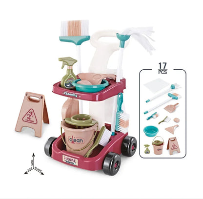 Children's Simulation Cleaning Tool Playset, Kids Pretend Play  Cleaning Toy Home Vacuum Cleaner&Broom&Mop House Cleaning Toys