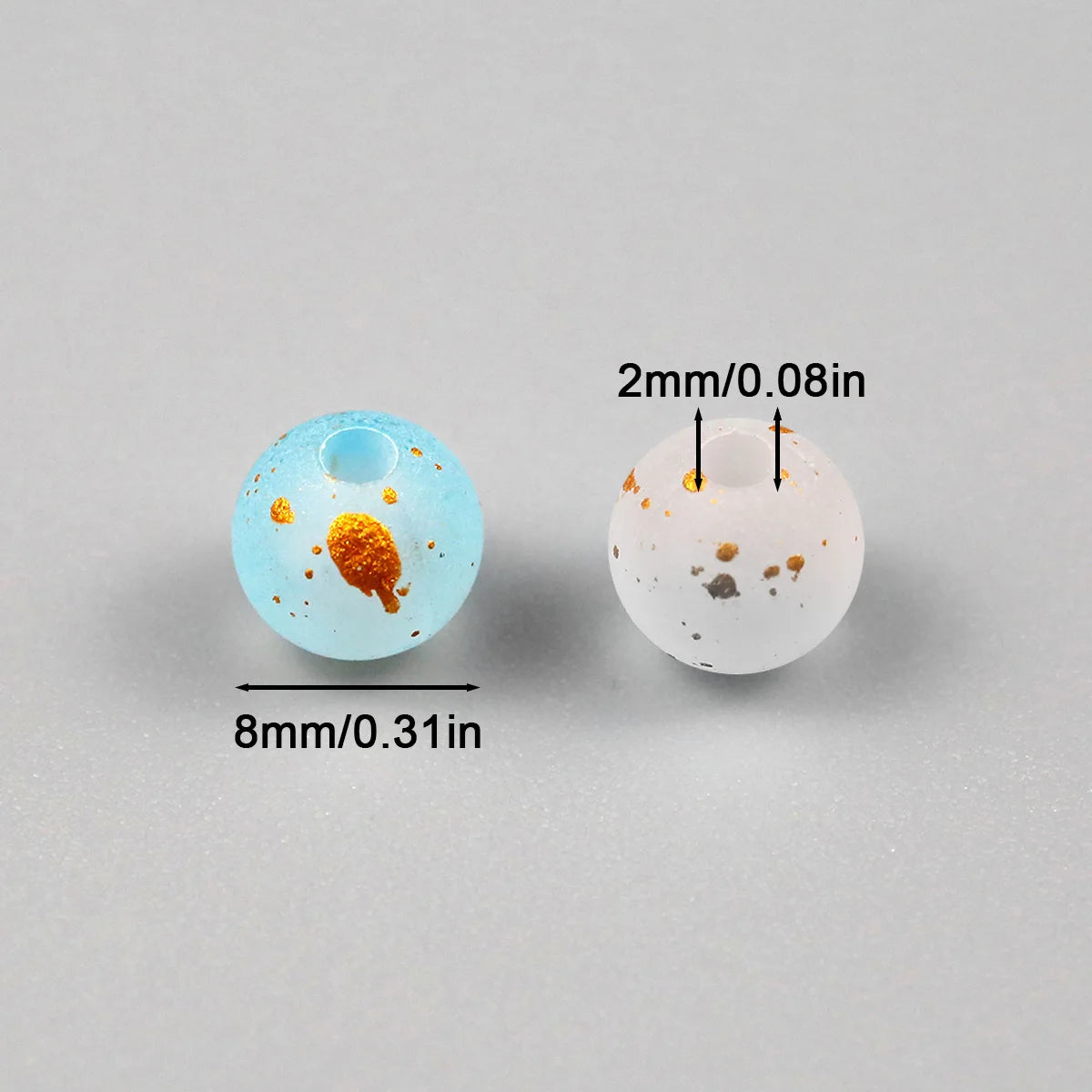 Frosted Round Dot Gold Acrylic Crystal Beads Glass Spacer Loose Beads 8mm For Jewelry Making Bracelet DIY Pen Beads Accessories