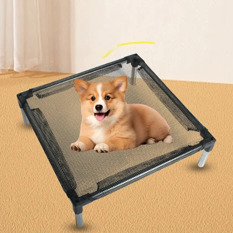Cooling Elevated Dog Bed - Raised Dog Cot Fits, Pet Cot with Durable Supportive Mesh, Indoor & Outdoor, Black, Small Pet Bed