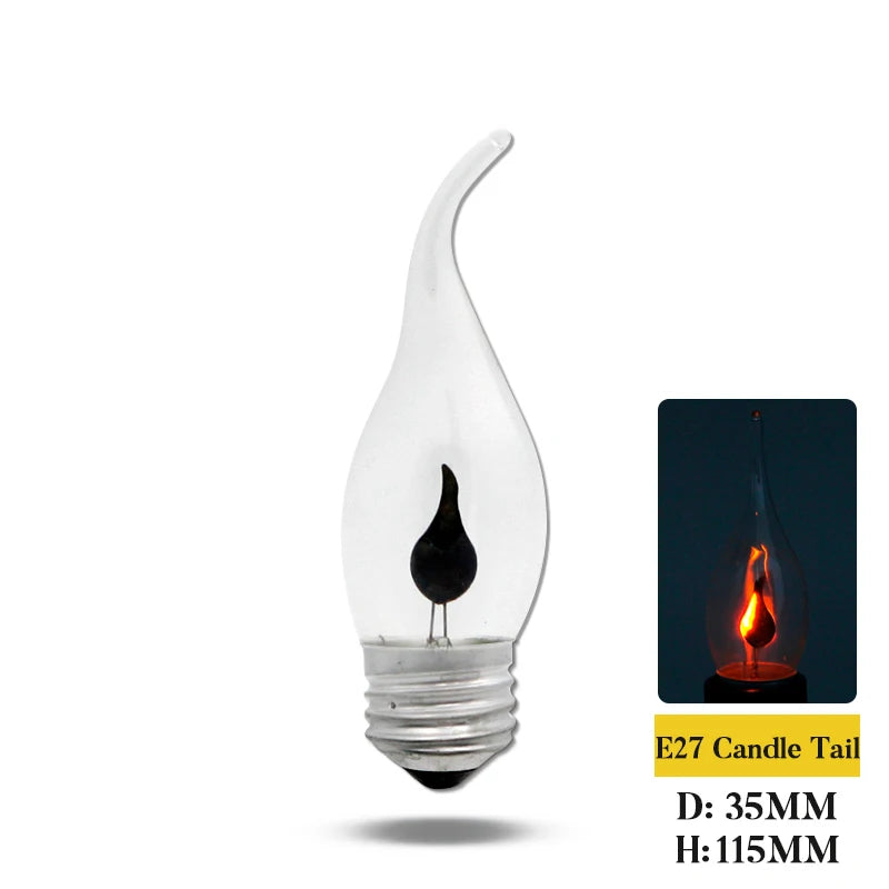 4/10/20Pcs Edison Led Candle Light Bulb Flicker Flame E14 E27 LED Flame Effect Bulb Retro For Home Decor Energy Saving Lamp