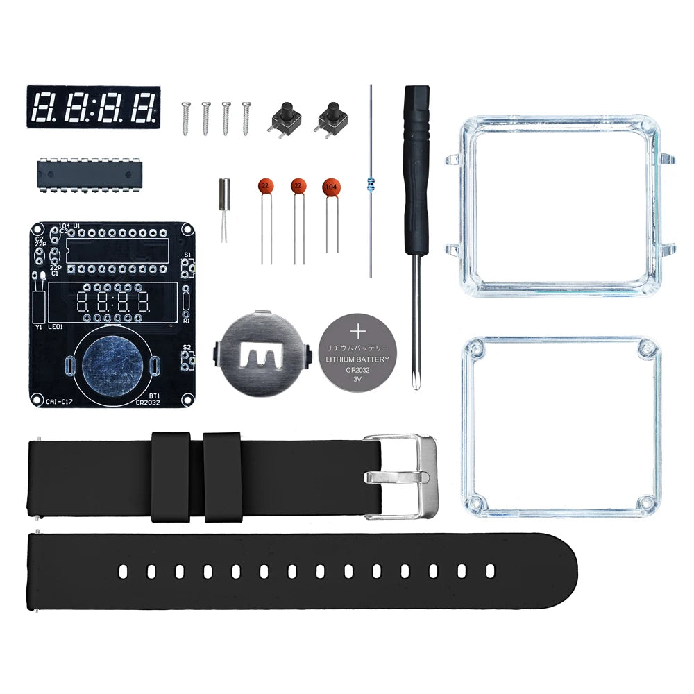 DIY Electronic Watch Kit Creative LED Digital Display 3V Transparent Case Practical Welding DIY Electronic Kit