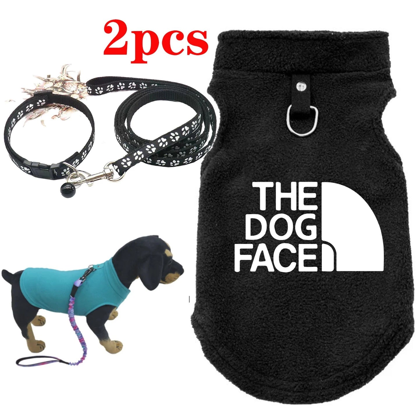 2pcs Pet Leash with Clothing Winter Warm Dog Sweater for Small Dogs Dog Clothes Puppy Coat Jacket Teddy Clothes Dog Supplies