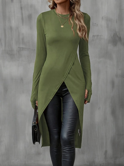 2024 new autumn plus long T-shirt advanced sense slimming temperament casual women's wear