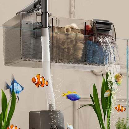 Wall Mounted Fish Tank Filter Box Silent Operation Detachable Waterfall Filter 3-in-1 Drip Flow Top Mounted Filter
