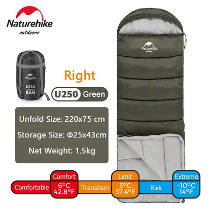 Naturehike Warm Sleeping Bag Ultralight Waterproof Splicable Double Sleeping Quilt Outdoor Winter Envelope Sleeping Bags