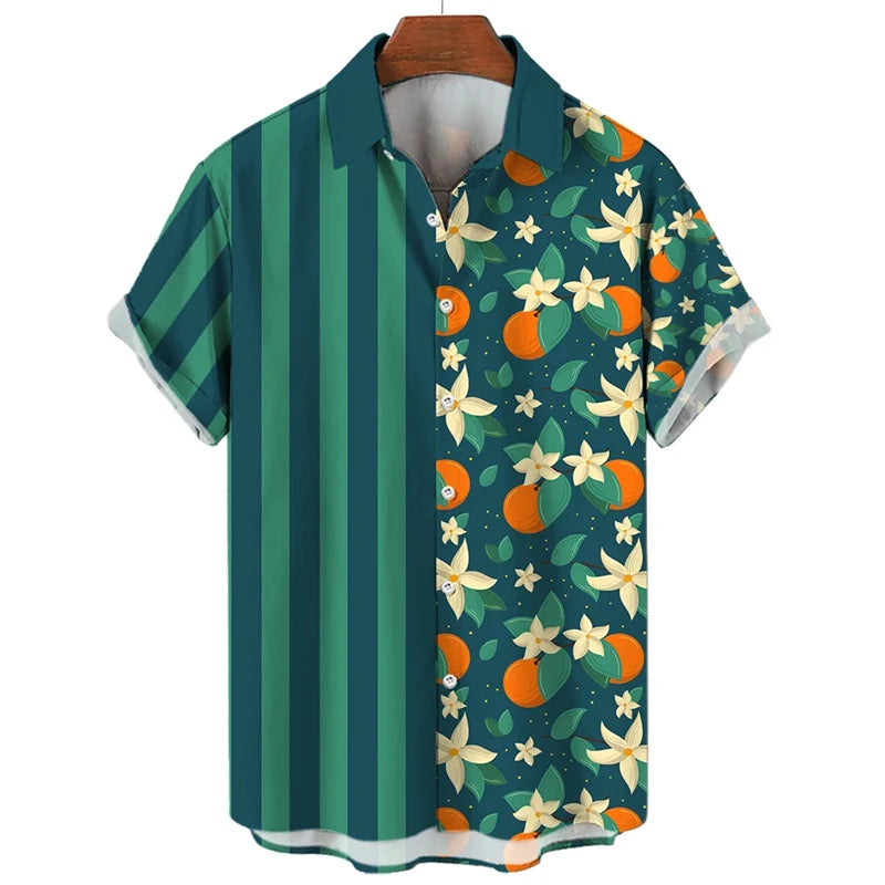 Fruit Banana Cherries 3D Printed Graphic Shirts For Men Clothes Fashion Hawaiian Lapel Blouse Casual Streetwear Lapel Blouse Top