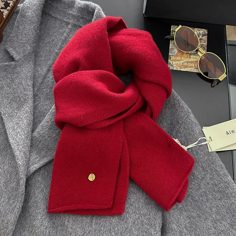 100% Wool Winter Scarf For Women Long Warm Cashmere Scarves Hijab Solid Lady Shawl Wrap Female Pashmina Bandana Head Scarfs New