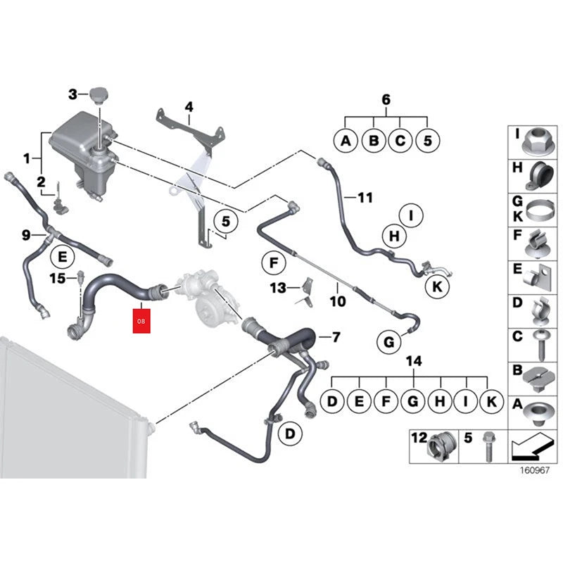 For Rolls-Royce Phantom RR1 RR2 RR3 Water Tank Upper And Lower scoolant hose 17127519277 17127519276