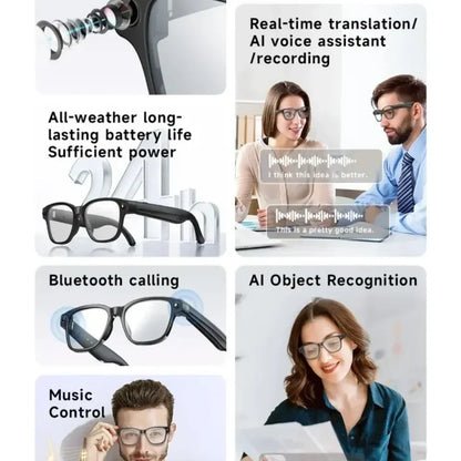 Lenovo 100MP Camera 8K HD Smart Glasses Chat GPT 260mAh Battery Bluetooth Call Voice Assistant Control Smart Glasses for Men