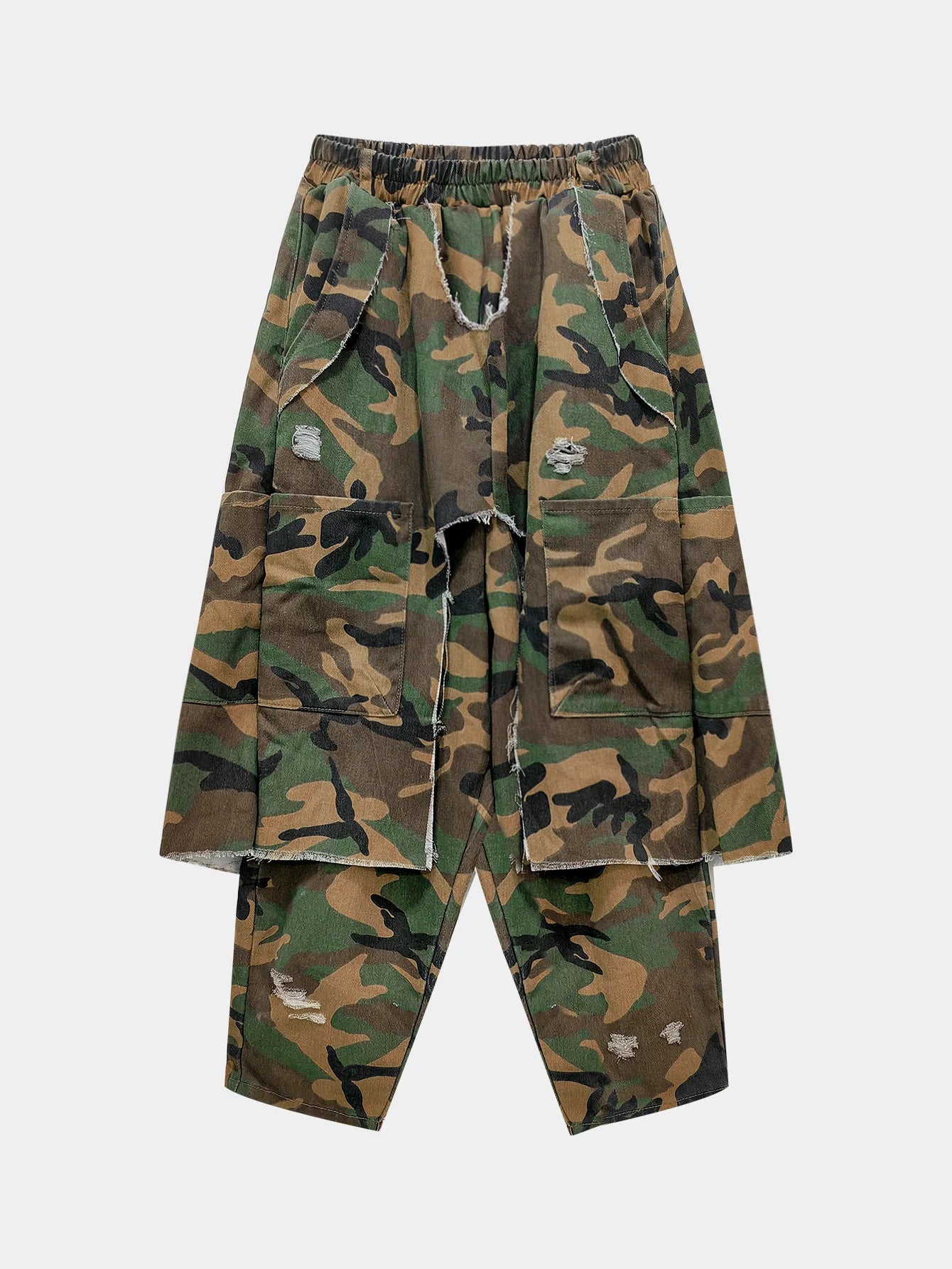 Streetwear Camouflage Harem Pants Sexy Women High Street Ripped Camo Fashion Trousers