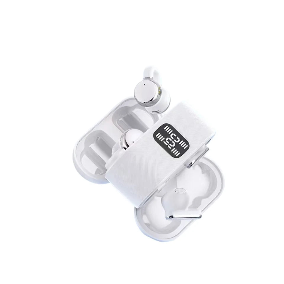 2in1 Ear-Clip in-Ear Couple Wireless Bluetooth Headphones LED Power Display Earphones Earbuds for Game Music
