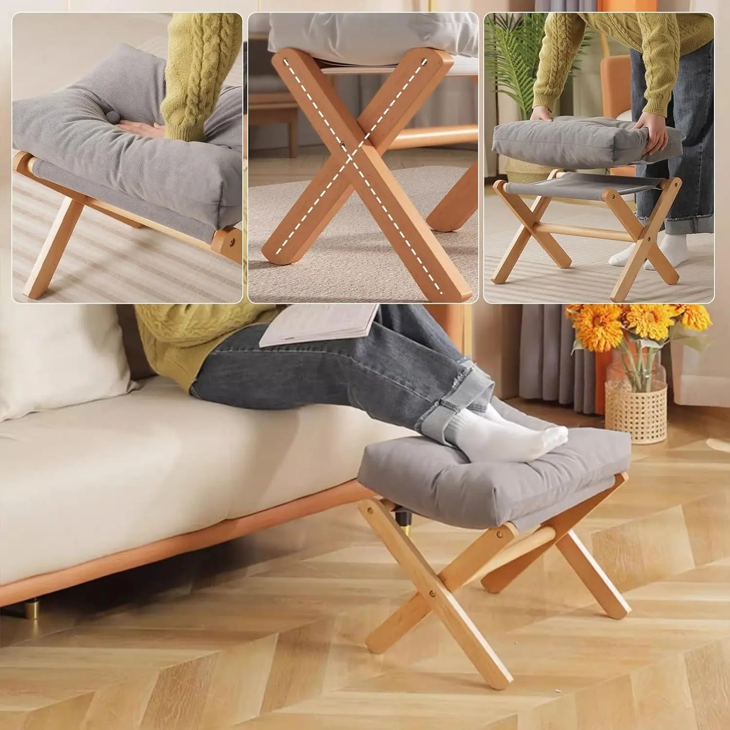 Small Footstool Portable Desk Rest Foot Ottoman Footstool Portable Footrests Foot Stool chair Leg Rest High Padded Vanity Chair