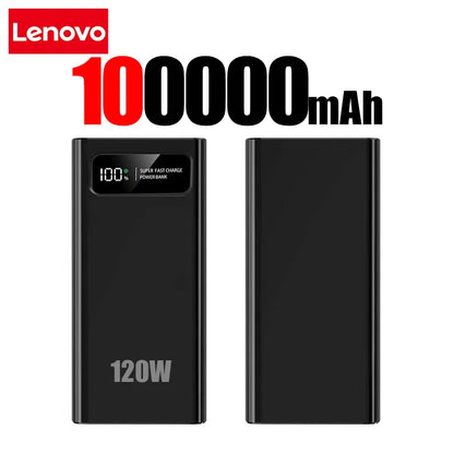 Lenovo 200000mAh LED Digital Display Power Bank High Capacity 120W Super Fast Charging Portable External Battery For IPhone NEW