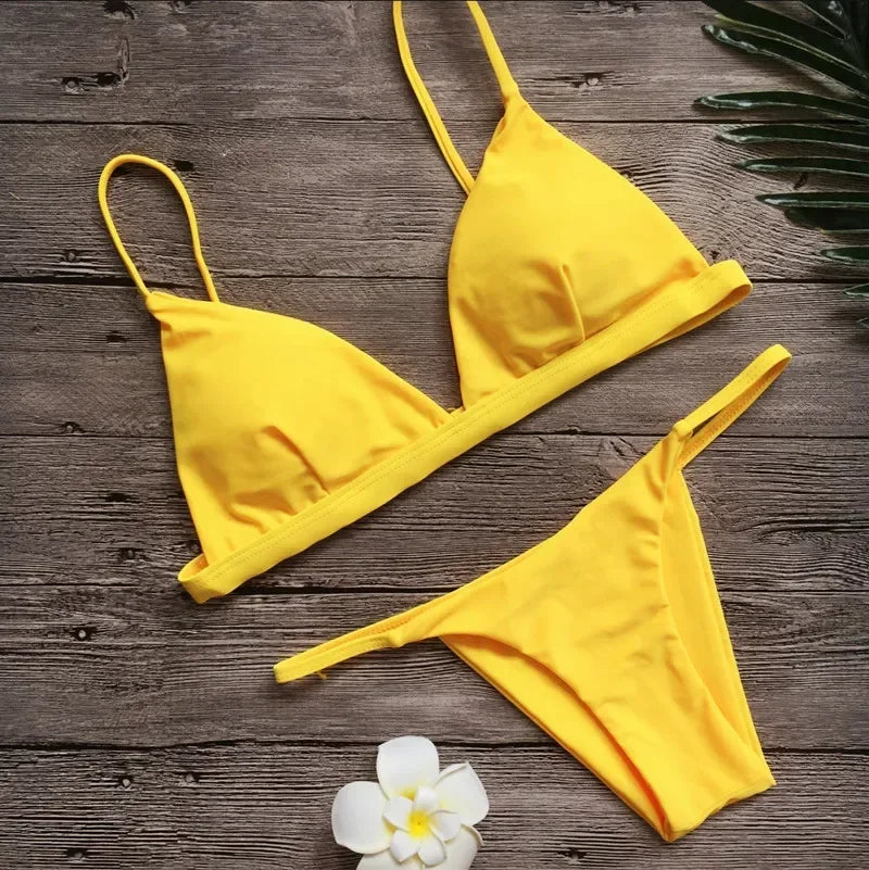 New Bandeau 2025 Micro Bikini Set Women Sexy Low Waist Monokini Push Up Swimwear Backless Swimsuit Beach Bathing Suits Biquinis