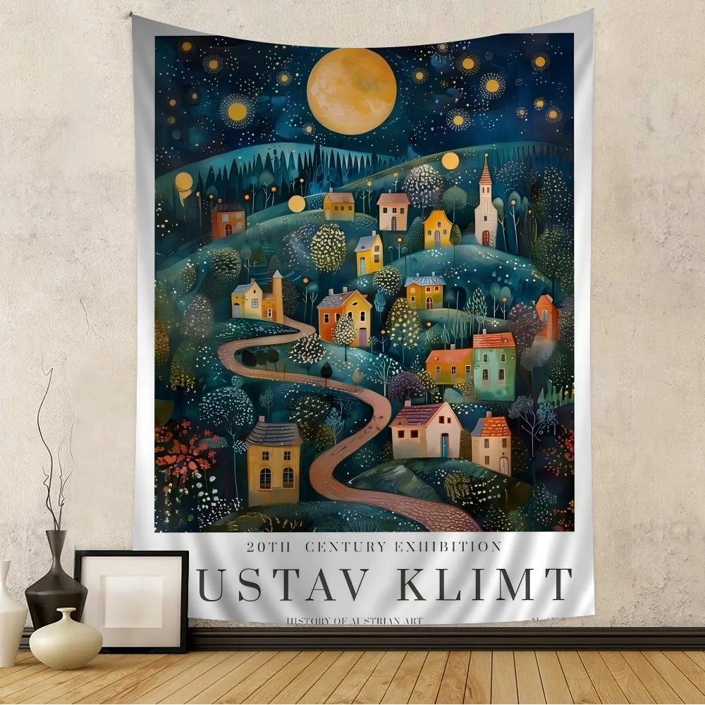 Gustav Klimt Flower Garden Sunflowers Cartoon Tapestry Art Science Fiction Room Home Decor Art Home Decor