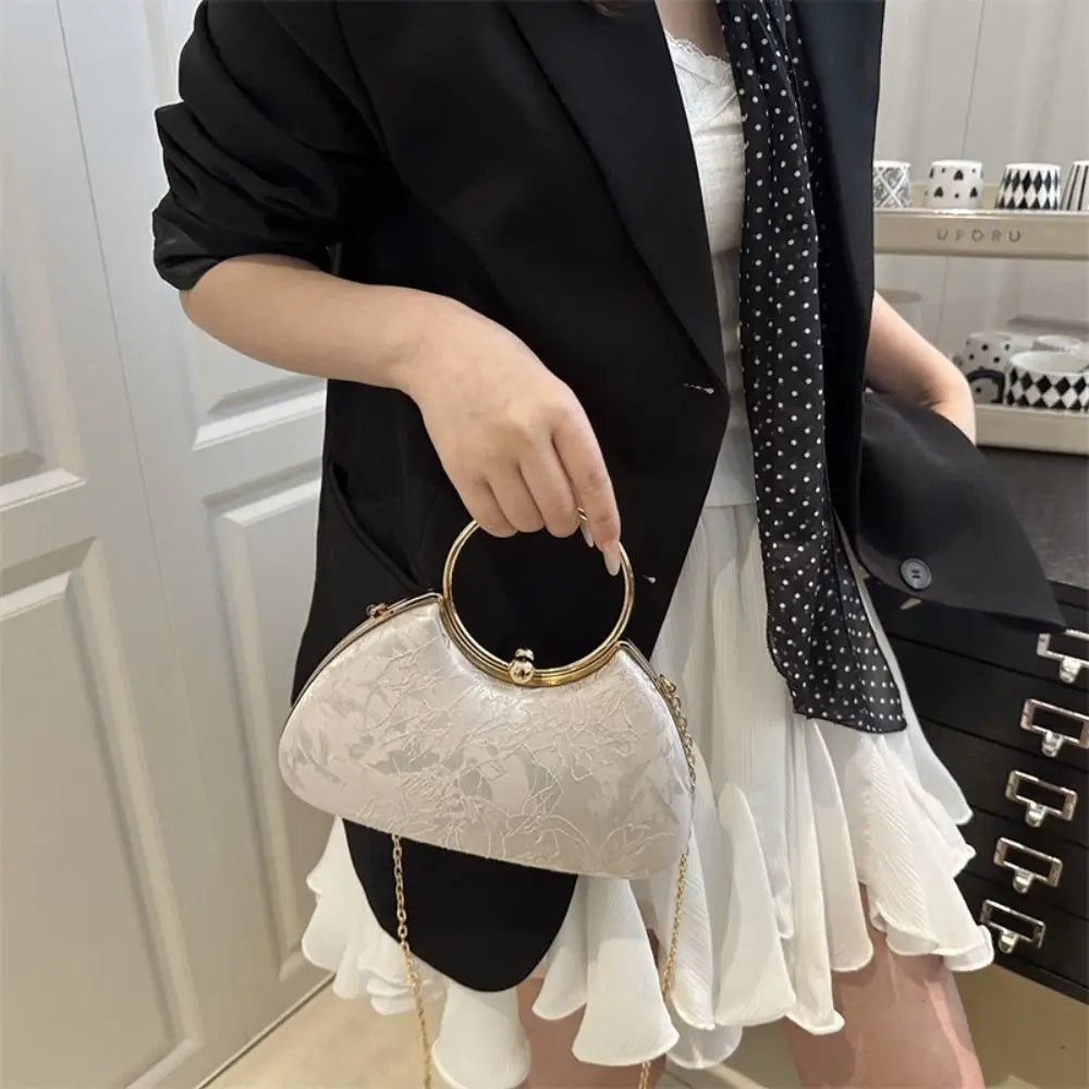 Fashion Polyester Fiber Evening Bags Elegant Chain Shoulder Bag Clutch Handbag Women