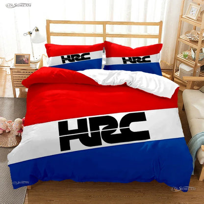 HRC-HONDA Motorcycle logo Duvet Cover Comforter Bedding sets Soft Quilt Cover and Pillowcases for Teens Single/Double/Queen/King