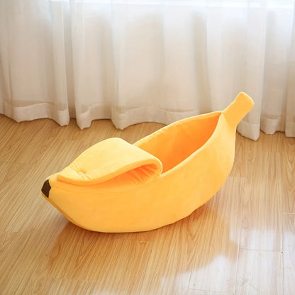 1pc Banana Design Pet Bed Cute Banana-Shaped Cat Bed Cat Mat Beds Warm Portable Pet House Cat Supplies