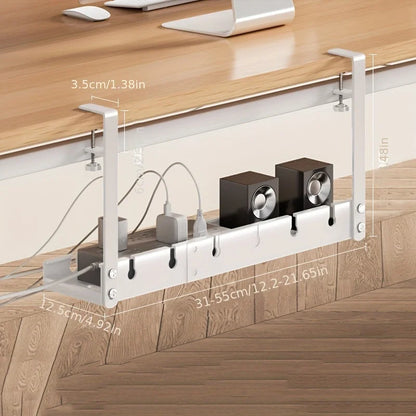 Double Layer Cable Management Tray Under Desk No Drilling Cable Management Tray for Desk Adjustable