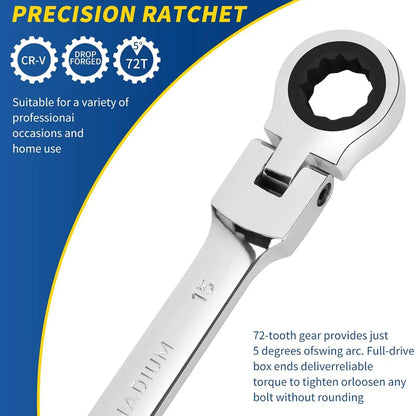 Adjustable Ratchet Wrench 6mm-19mm Quick Repair Hand Tool for Bike Car Mechanical Workshop Key Socket Kit Hand Tool Box